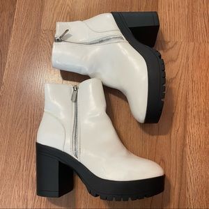 French Connection White Heel Boots